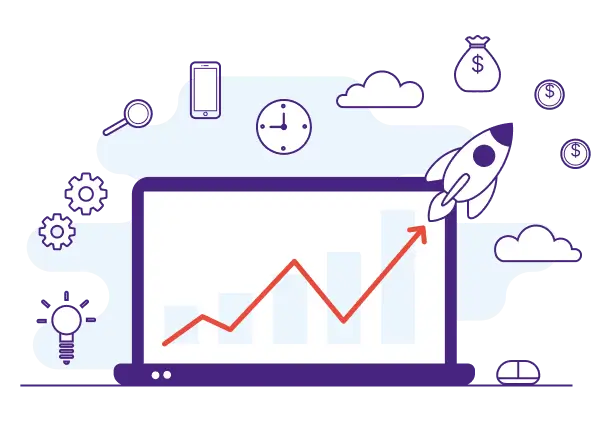 Startup growth metrics displayed on a digital dashboard with rising performance